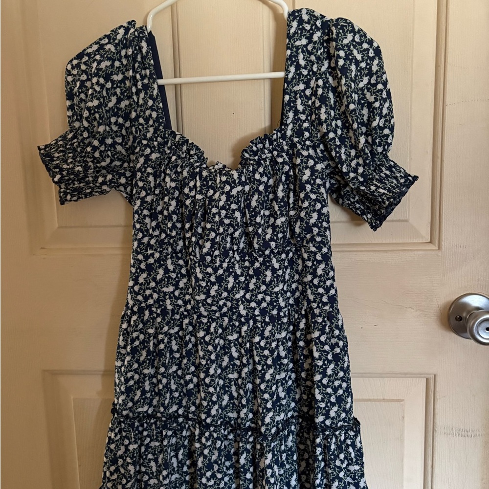 Trixxi Blue and White Textured Dress
